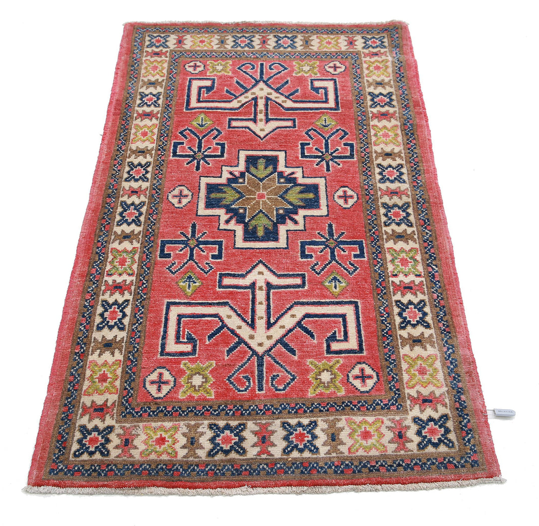 Hand Knotted Tribal Kazak Wool Rug 2' 5" x 4' 5" - No. AT59655