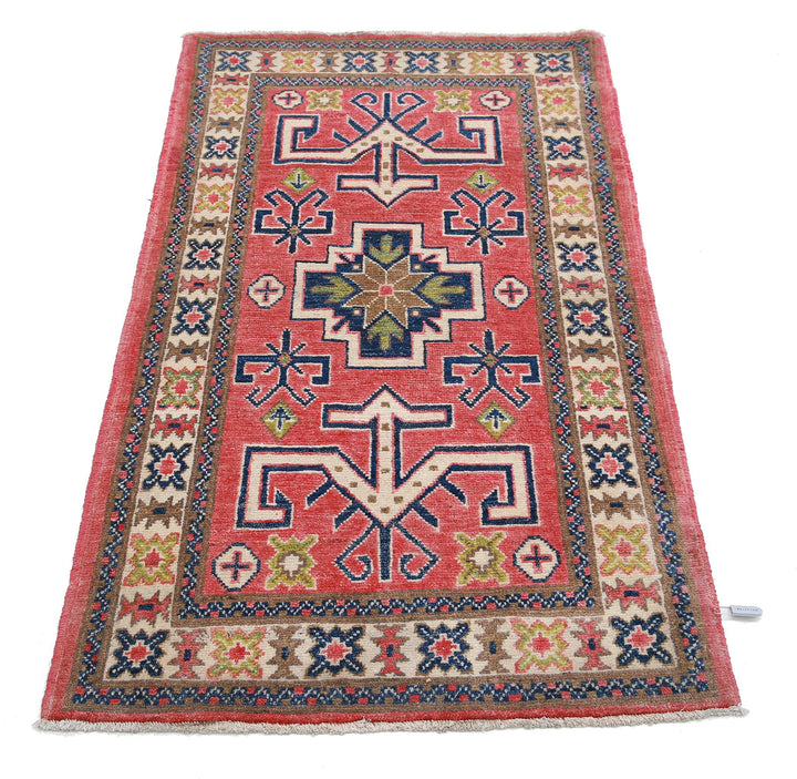 Hand Knotted Tribal Kazak Wool Rug 2' 5" x 4' 5" - No. AT59655