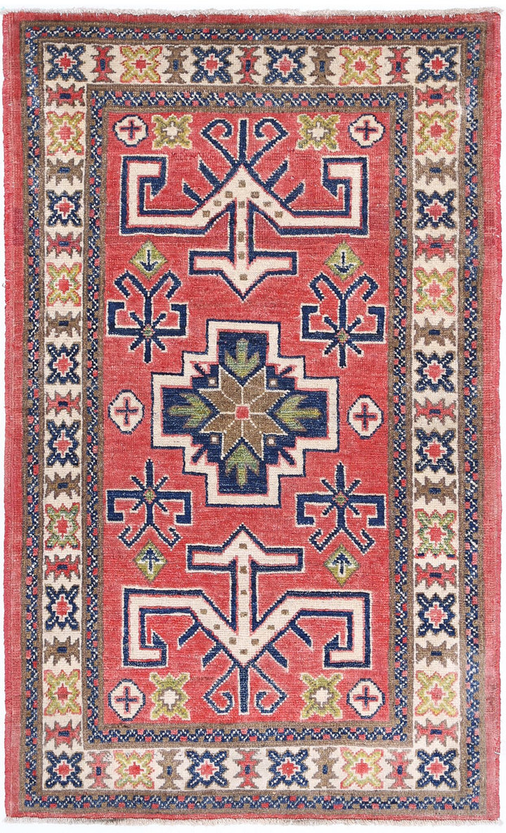 Hand Knotted Tribal Kazak Wool Rug 2' 5" x 4' 5" - No. AT59655
