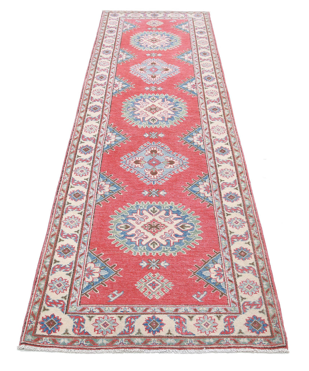 Hand Knotted Tribal Kazak Wool Rug 2' 7" x 9' 7" - No. AT42865