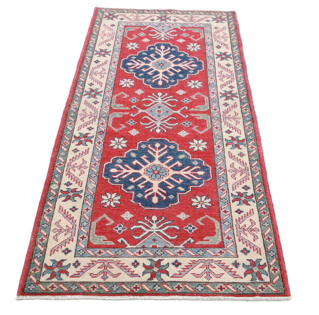 Hand Knotted Tribal Kazak Wool Rug 2' 7" x 6' 2" - No. AT57302