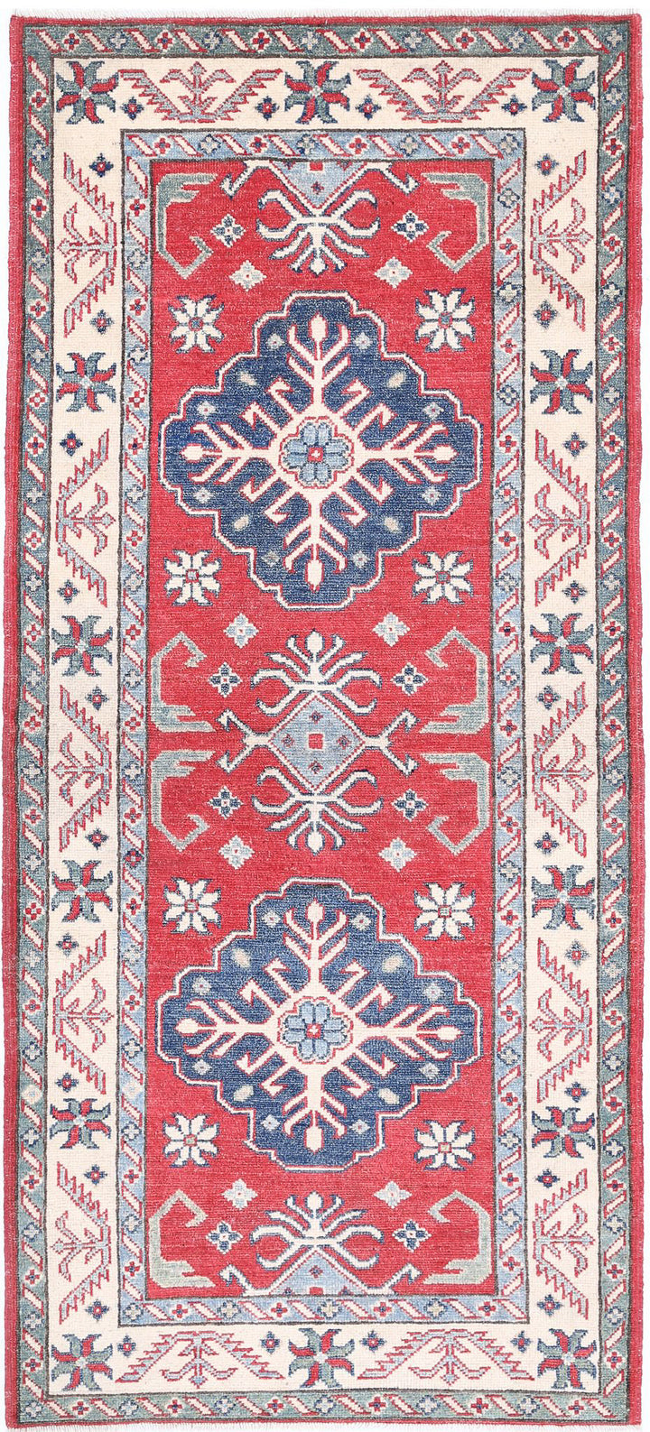 Hand Knotted Tribal Kazak Wool Rug 2' 7" x 6' 2" - No. AT57302