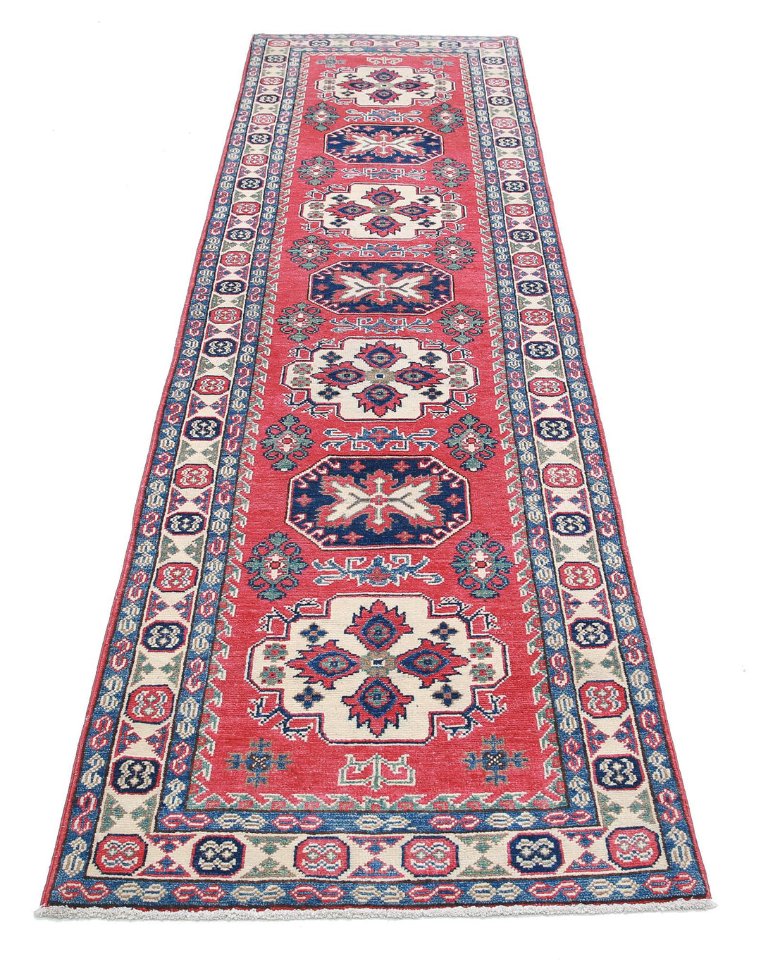 Hand Knotted Tribal Kazak Wool Rug 2' 7" x 9' 4" - No. AT98372