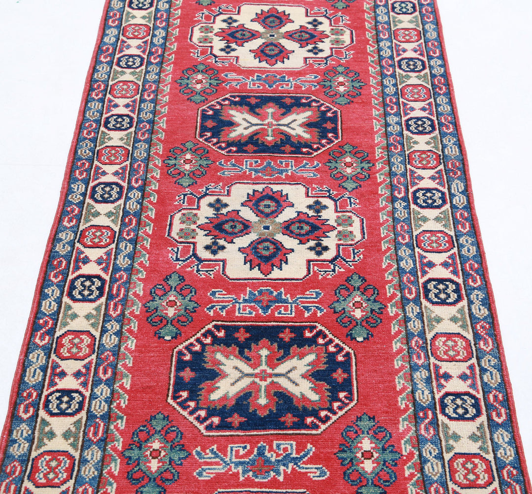 Hand Knotted Tribal Kazak Wool Rug 2' 7" x 9' 4" - No. AT98372