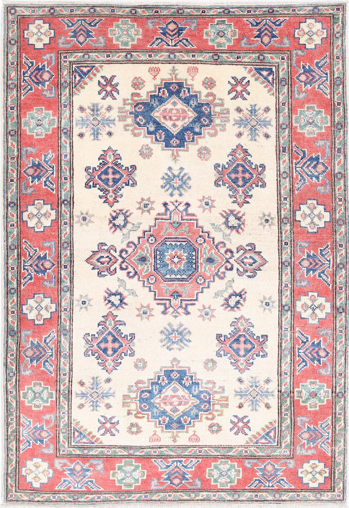 Hand Knotted Tribal Kazak Wool Rug 3' 3" x 4' 8" - No. AT31294