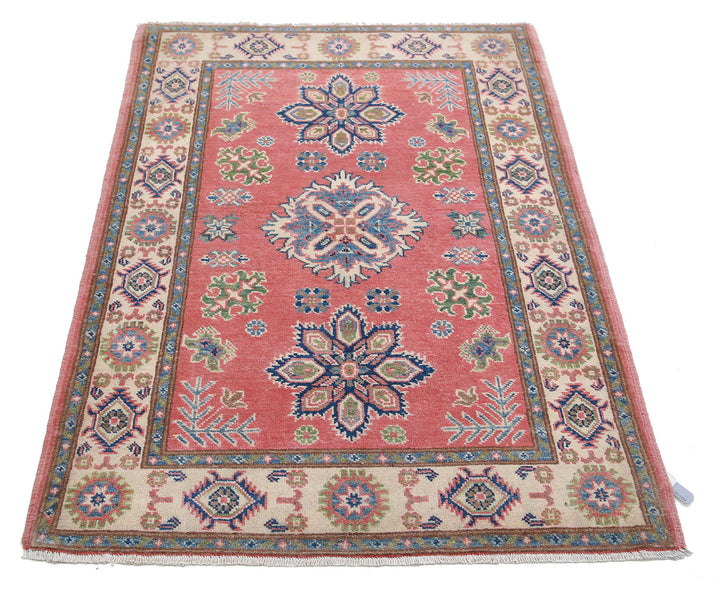 Hand Knotted Tribal Kazak Wool Rug 3' 3" x 4' 9" - No. AT85411