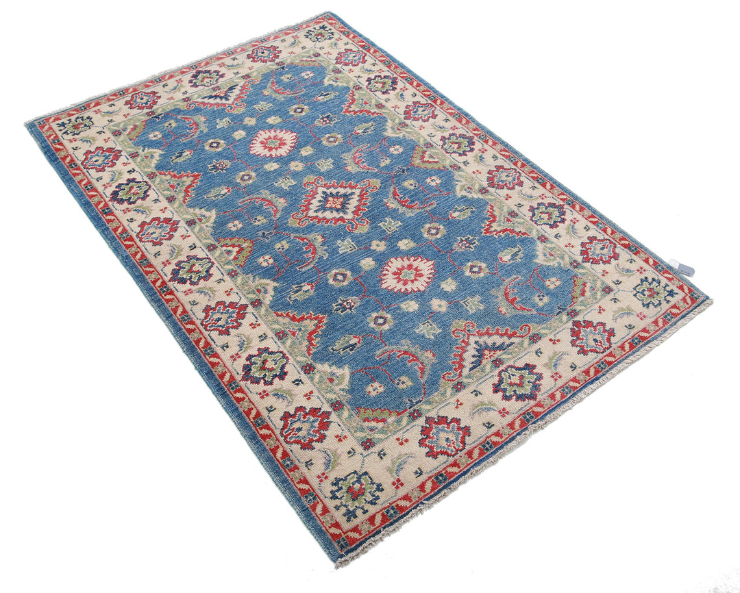 Hand Knotted Tribal Kazak Wool Rug 3' 3" x 4' 9" - No. AT55317