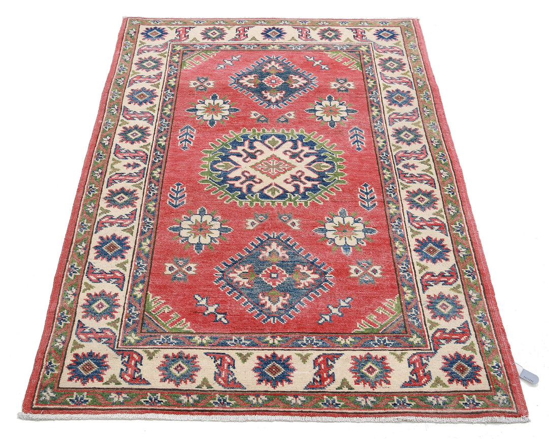 Hand Knotted Tribal Kazak Wool Rug 3' 3" x 4' 10" - No. AT74373