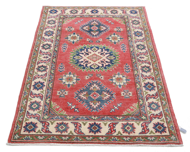Hand Knotted Tribal Kazak Wool Rug 3' 3" x 4' 10" - No. AT74373