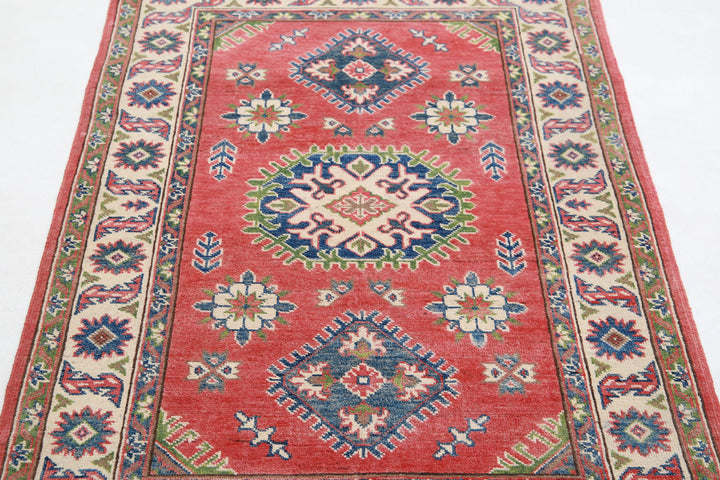 Hand Knotted Tribal Kazak Wool Rug 3' 3" x 4' 10" - No. AT74373