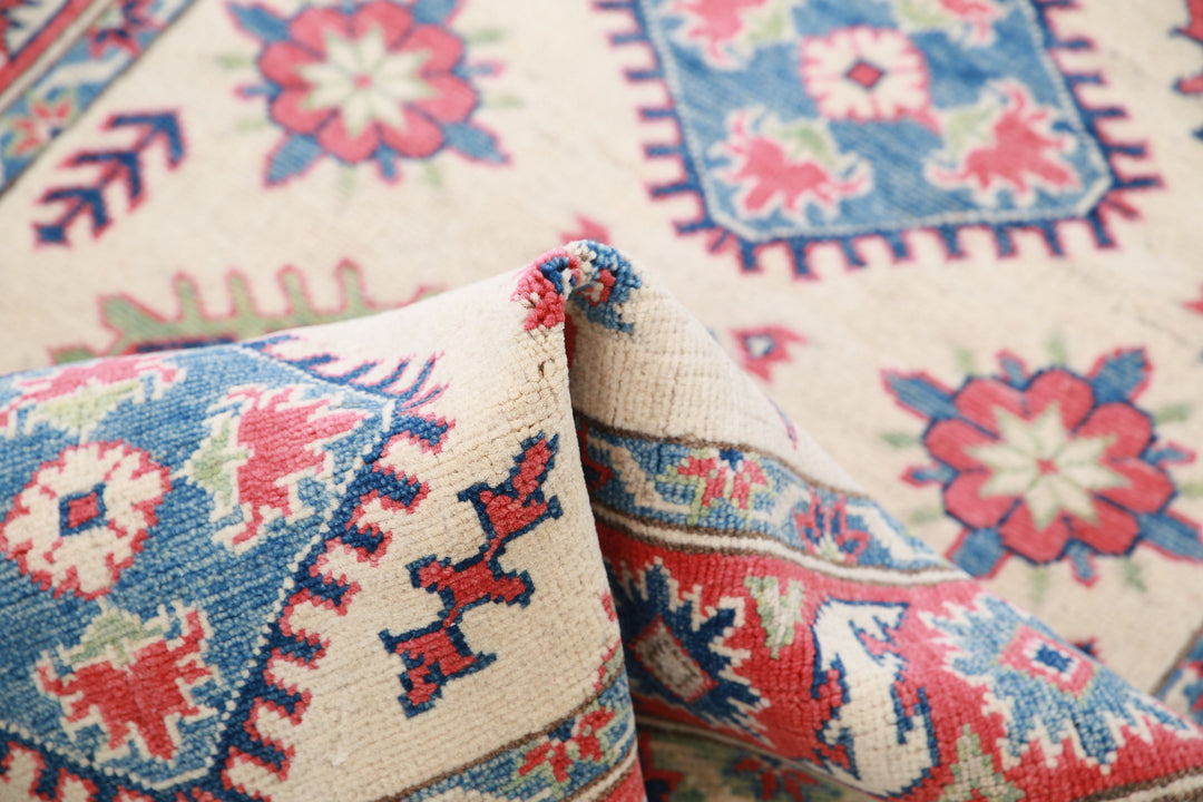 Hand Knotted Tribal Kazak Wool Rug 3' 4" x 4' 8" - No. AT83053