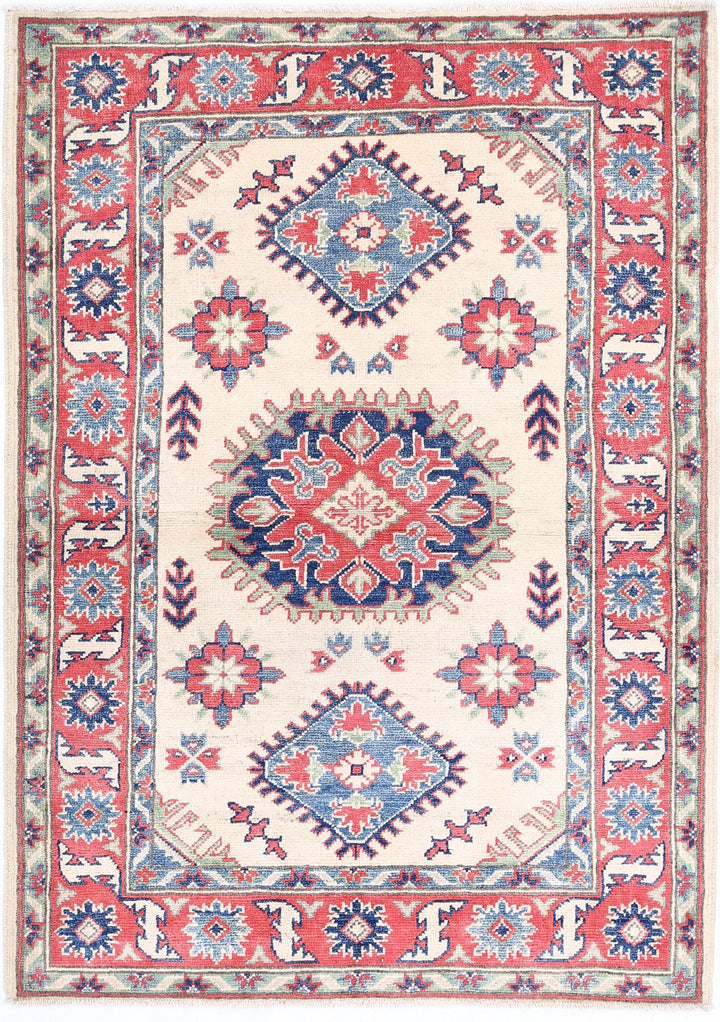 Hand Knotted Tribal Kazak Wool Rug 3' 4" x 4' 8" - No. AT83053