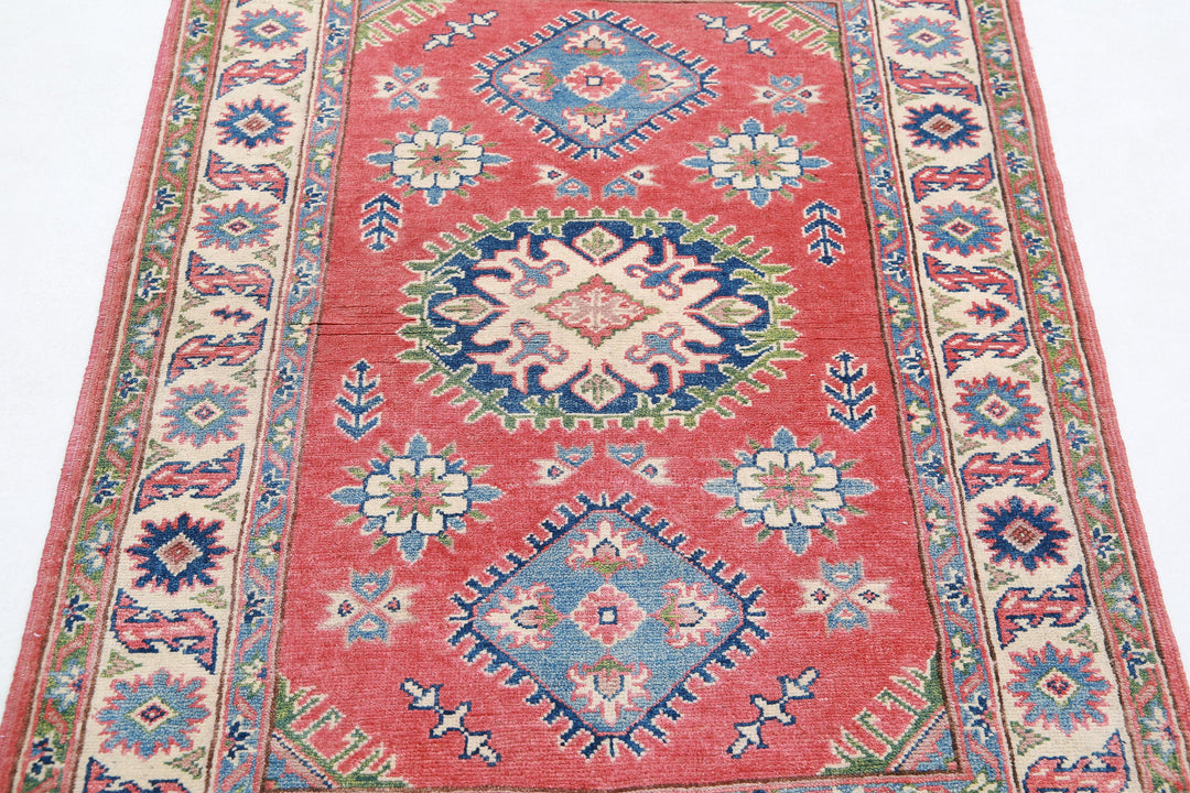 Hand Knotted Tribal Kazak Wool Rug 3' 3" x 4' 8" - No. AT24010