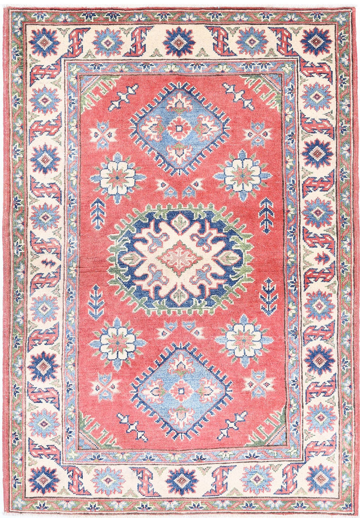 Hand Knotted Tribal Kazak Wool Rug 3' 3" x 4' 8" - No. AT24010
