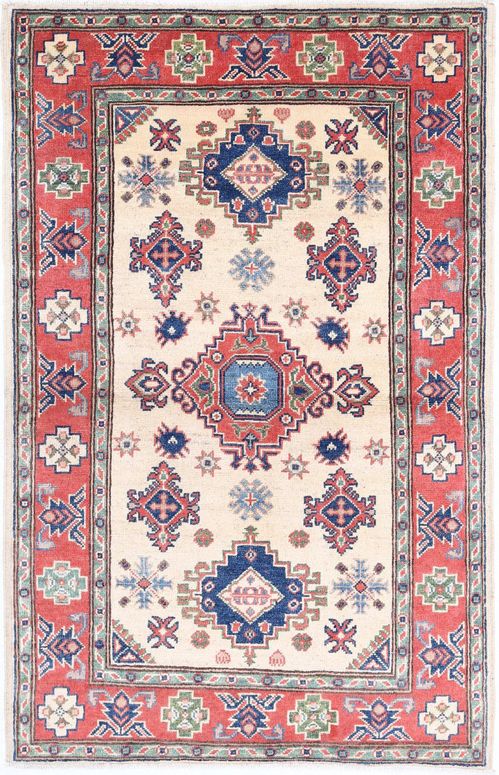 Hand Knotted Tribal Kazak Wool Rug 3' 1" x 4' 10" - No. AT99483