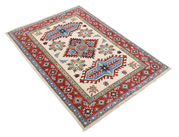 Hand Knotted Tribal Kazak Wool Rug 3' 4" x 4' 10" - No. AT76647