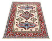 Hand Knotted Tribal Kazak Wool Rug 3' 4" x 4' 10" - No. AT76647