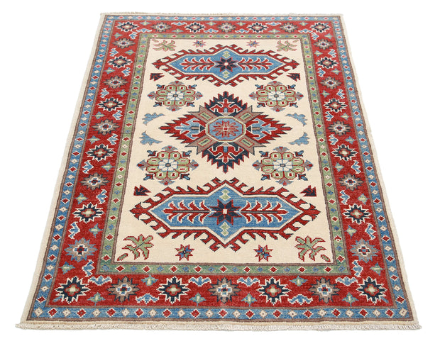 Hand Knotted Tribal Kazak Wool Rug 3' 4" x 4' 10" - No. AT76647