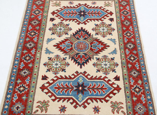 Hand Knotted Tribal Kazak Wool Rug 3' 4" x 4' 10" - No. AT76647