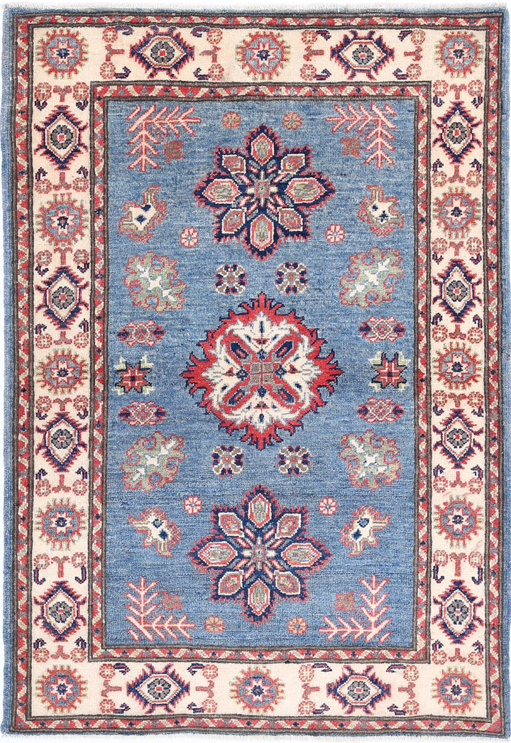 Hand Knotted Tribal Kazak Wool Rug 3' 3" x 4' 9" - No. AT67544