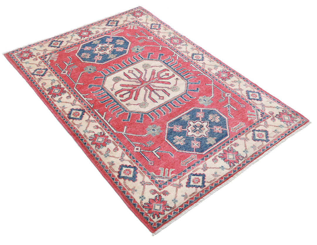 Hand Knotted Tribal Kazak Wool Rug 3' 3" x 4' 8" - No. AT93662