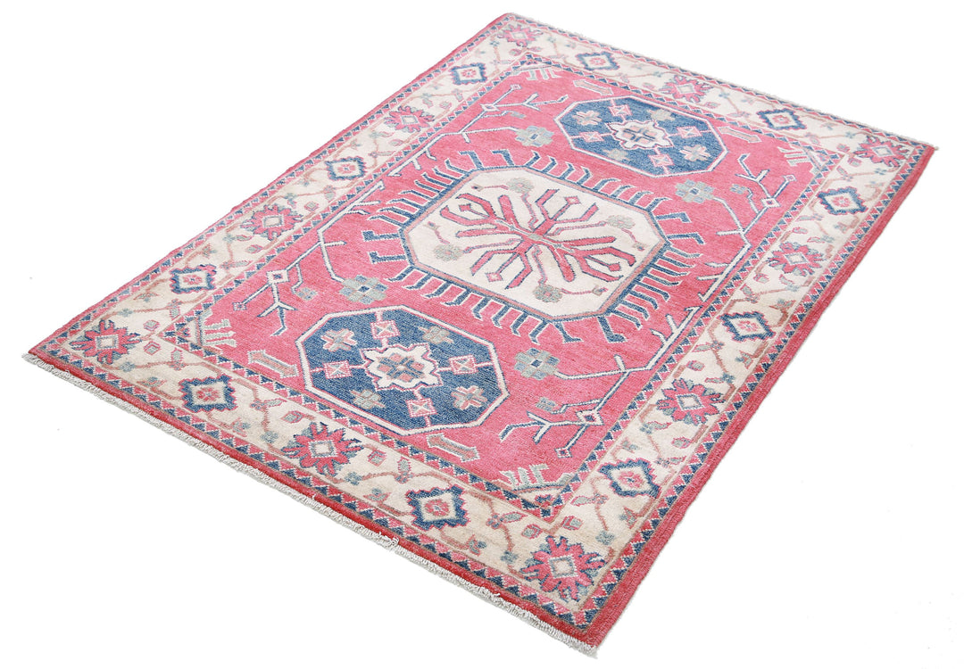 Hand Knotted Tribal Kazak Wool Rug 3' 3" x 4' 8" - No. AT93662
