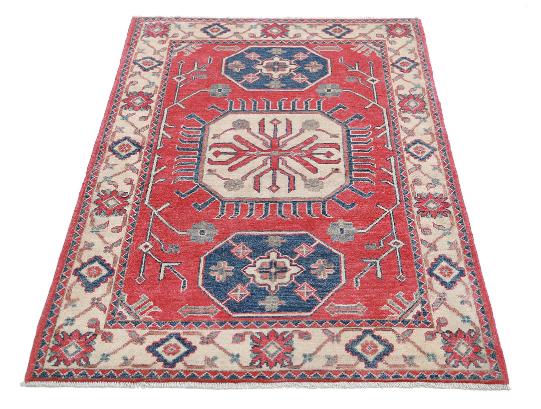 Hand Knotted Tribal Kazak Wool Rug 3' 3" x 4' 8" - No. AT93662
