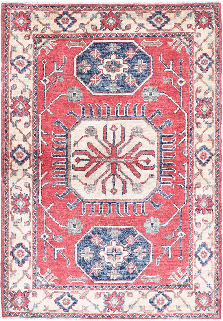 Hand Knotted Tribal Kazak Wool Rug 3' 3" x 4' 8" - No. AT93662