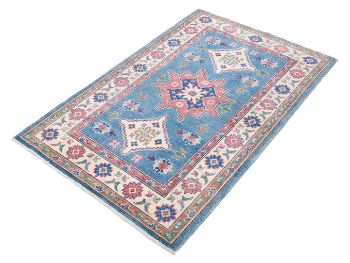 Hand Knotted Tribal Kazak Wool Rug 3' 2" x 4' 10" - No. AT97115