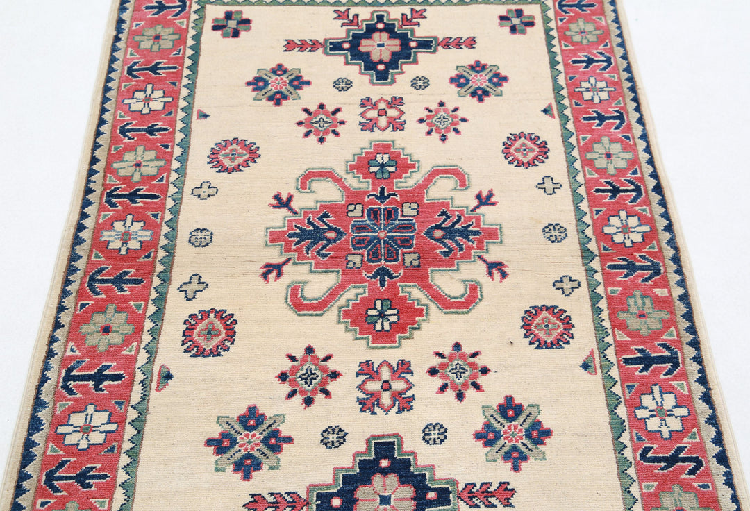 Hand Knotted Tribal Kazak Wool Rug 3' 2" x 4' 9" - No. AT32934