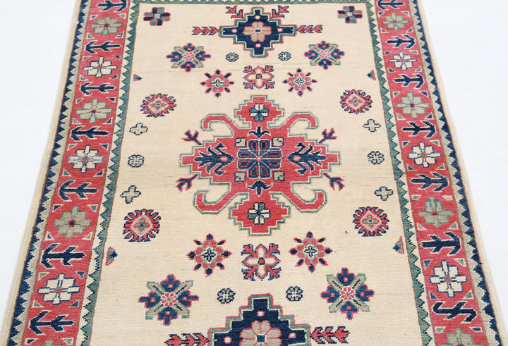 Hand Knotted Tribal Kazak Wool Rug 3' 2" x 4' 9" - No. AT32934