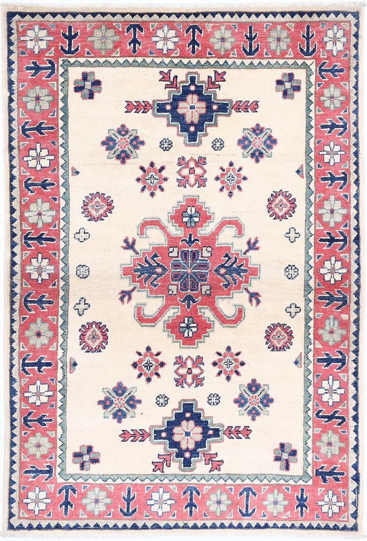 Hand Knotted Tribal Kazak Wool Rug 3' 2" x 4' 9" - No. AT32934