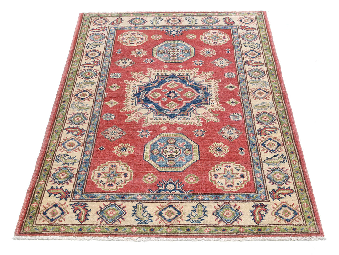Hand Knotted Tribal Kazak Wool Rug 3' 3" x 4' 9" - No. AT80331