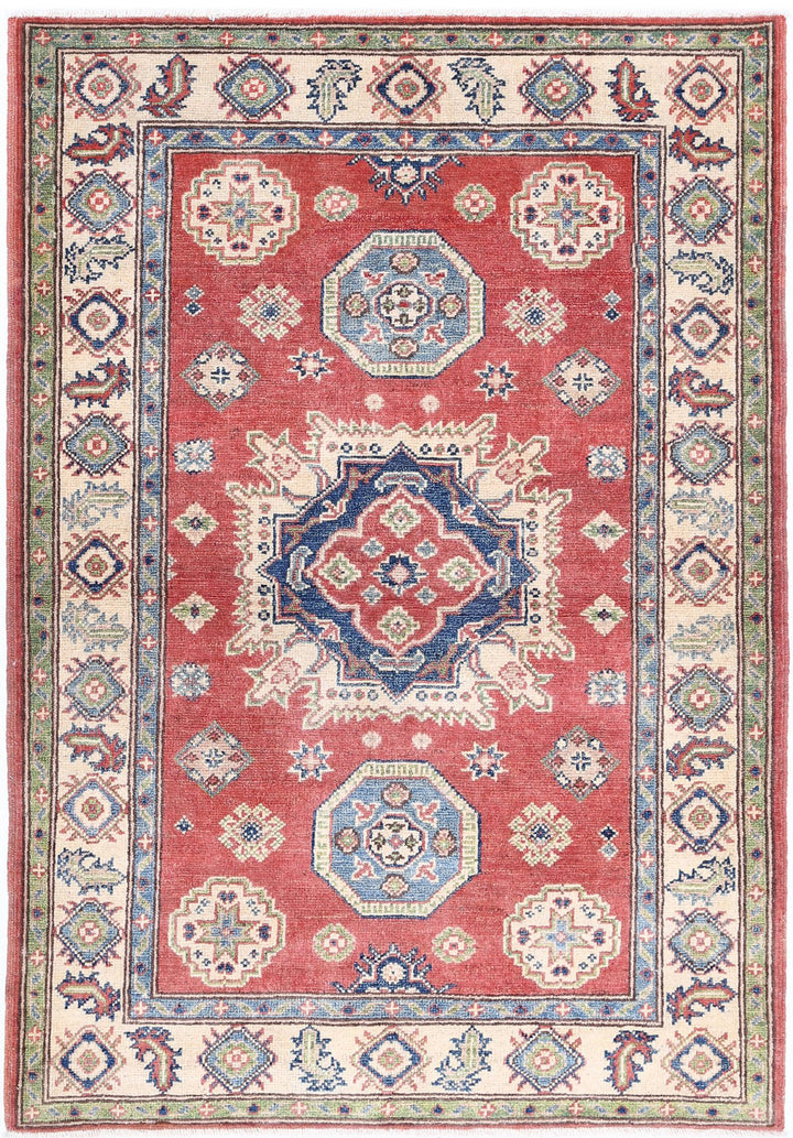 Hand Knotted Tribal Kazak Wool Rug 3' 3" x 4' 9" - No. AT80331