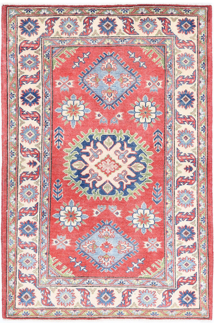 Hand Knotted Tribal Kazak Wool Rug 3' 0" x 4' 8" - No. AT48315