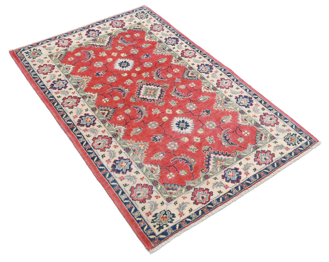 Hand Knotted Tribal Kazak Wool Rug 3' 4" x 4' 9" - No. AT95531