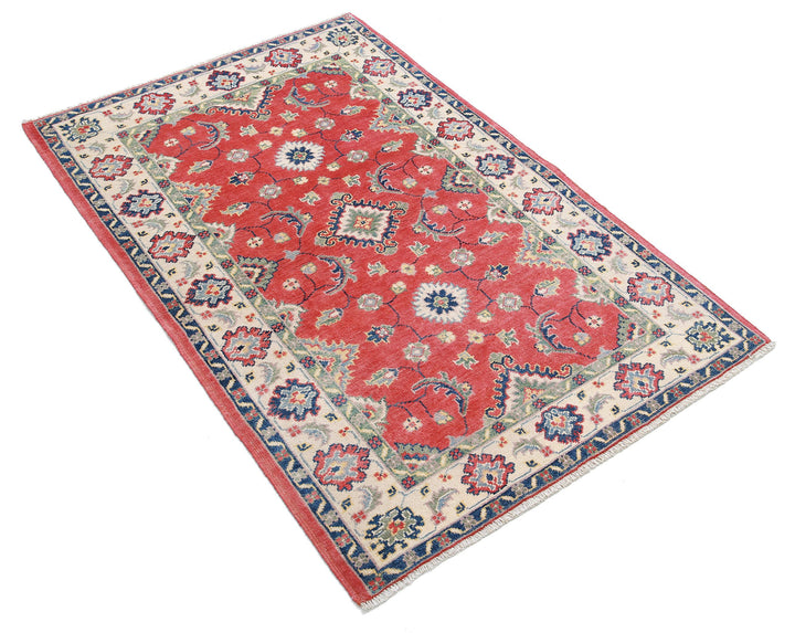 Hand Knotted Tribal Kazak Wool Rug 3' 4" x 4' 9" - No. AT95531