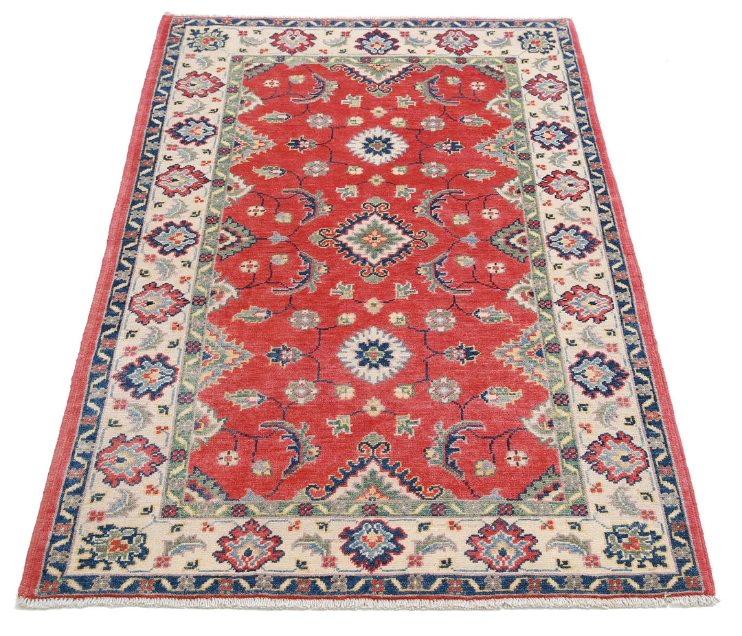 Hand Knotted Tribal Kazak Wool Rug 3' 4" x 4' 9" - No. AT95531