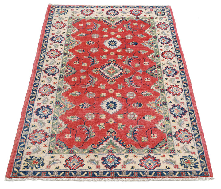 Hand Knotted Tribal Kazak Wool Rug 3' 4" x 4' 9" - No. AT95531