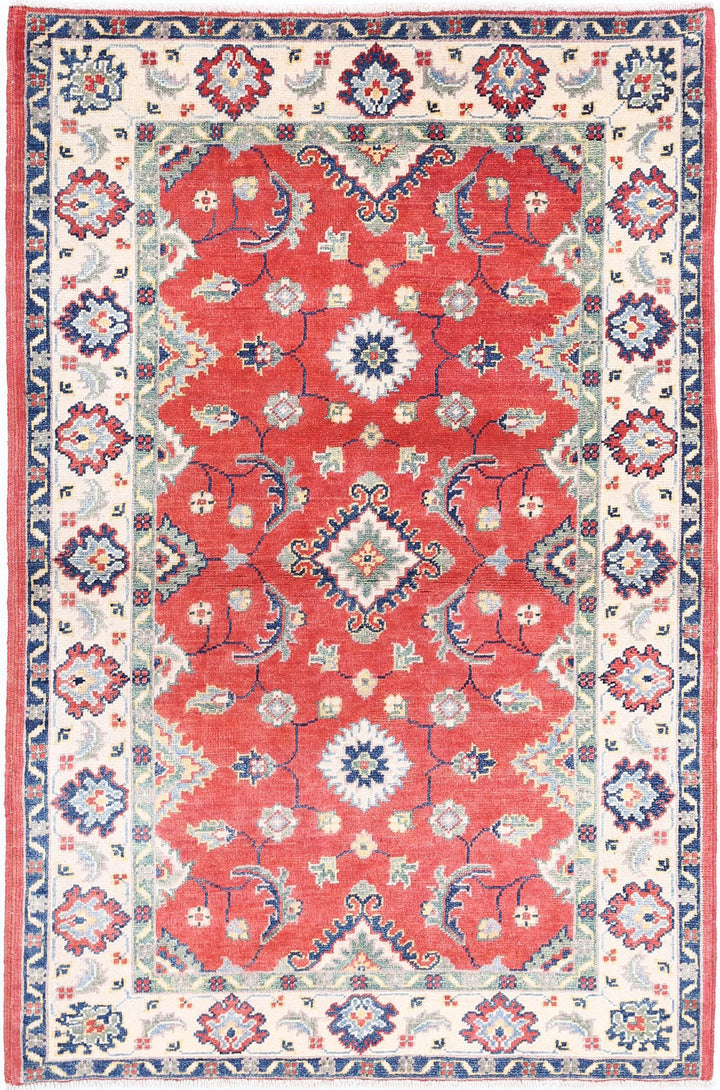 Hand Knotted Tribal Kazak Wool Rug 3' 4" x 4' 9" - No. AT95531