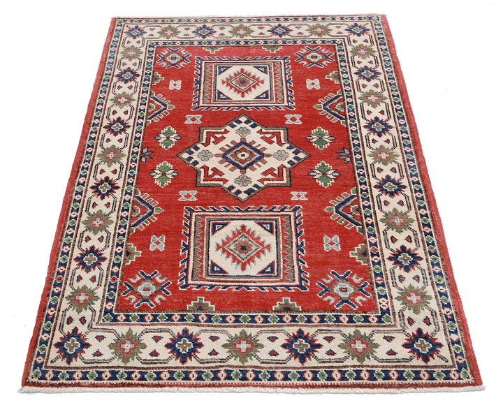 Hand Knotted Tribal Kazak Wool Rug 3' 4" x 4' 9" - No. AT66840