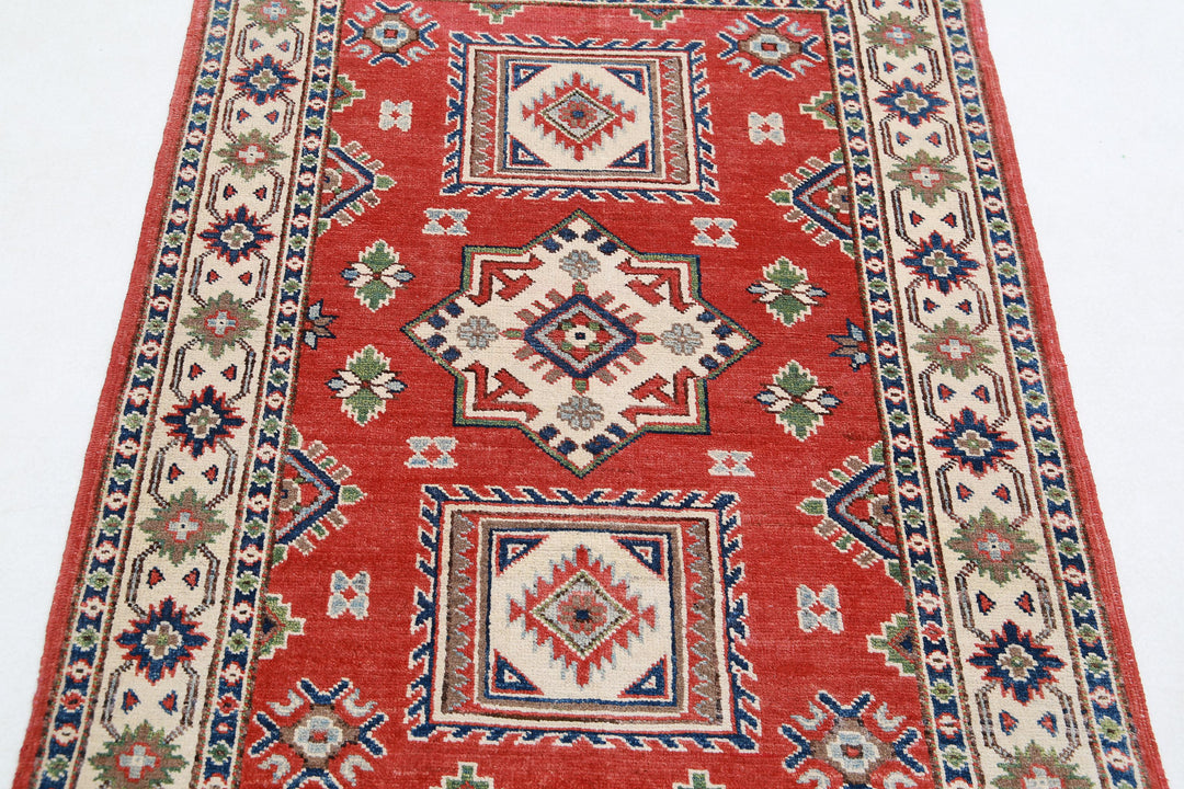 Hand Knotted Tribal Kazak Wool Rug 3' 4" x 4' 9" - No. AT66840
