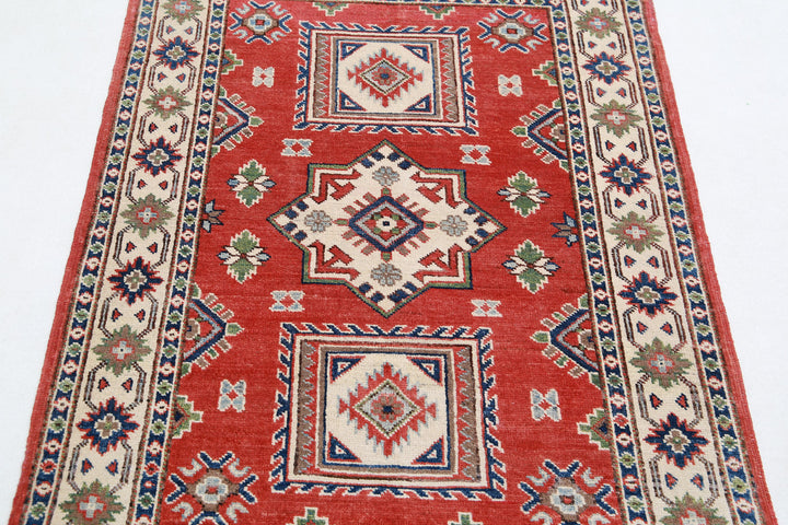 Hand Knotted Tribal Kazak Wool Rug 3' 4" x 4' 9" - No. AT66840