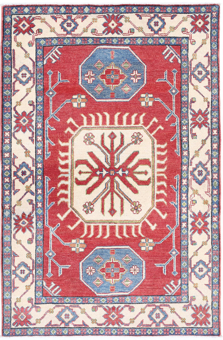 Hand Knotted Tribal Kazak Wool Rug 3' 4" x 5' 3" - No. AT33850