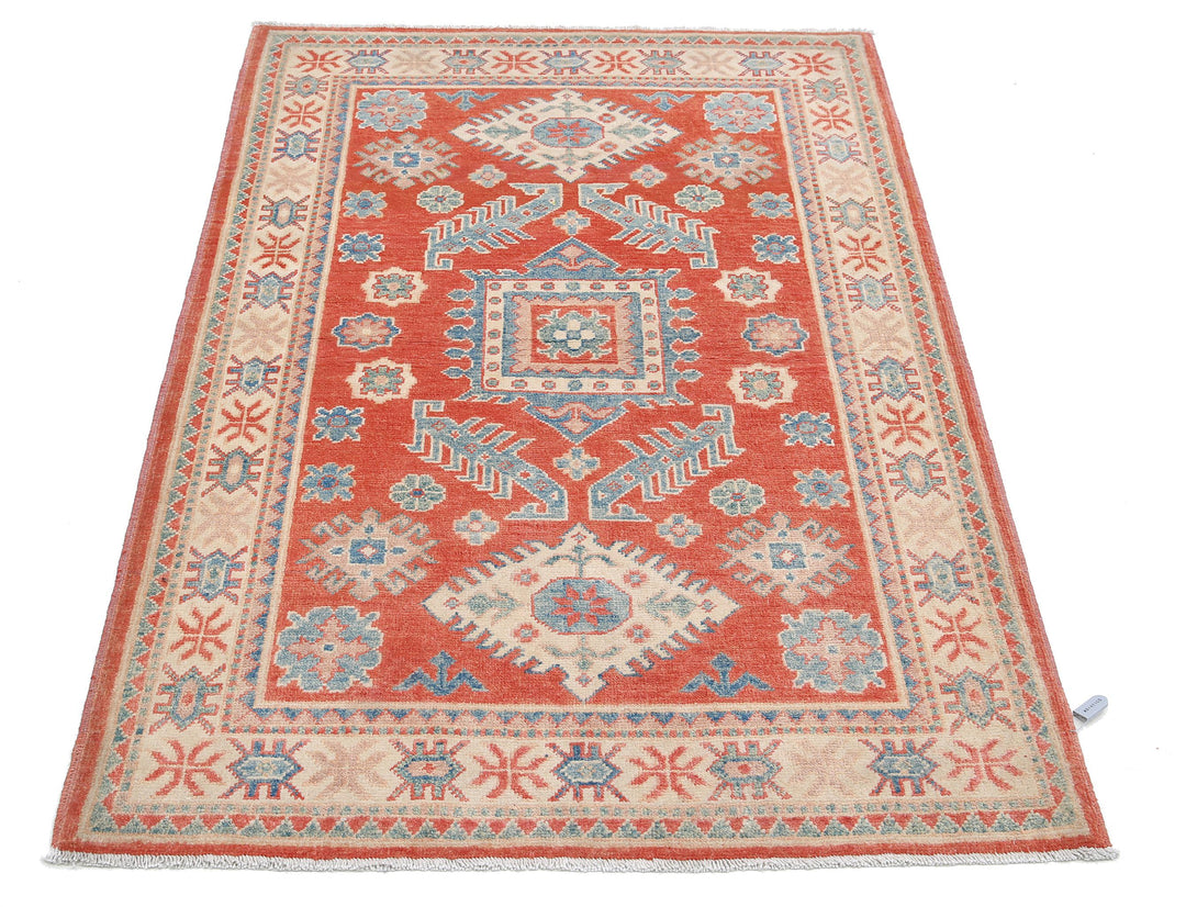 Hand Knotted Tribal Kazak Wool Rug 3' 3" x 4' 10" - No. AT86684