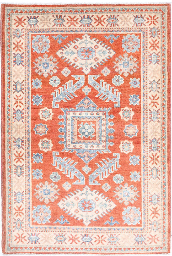 Hand Knotted Tribal Kazak Wool Rug 3' 3" x 4' 10" - No. AT86684