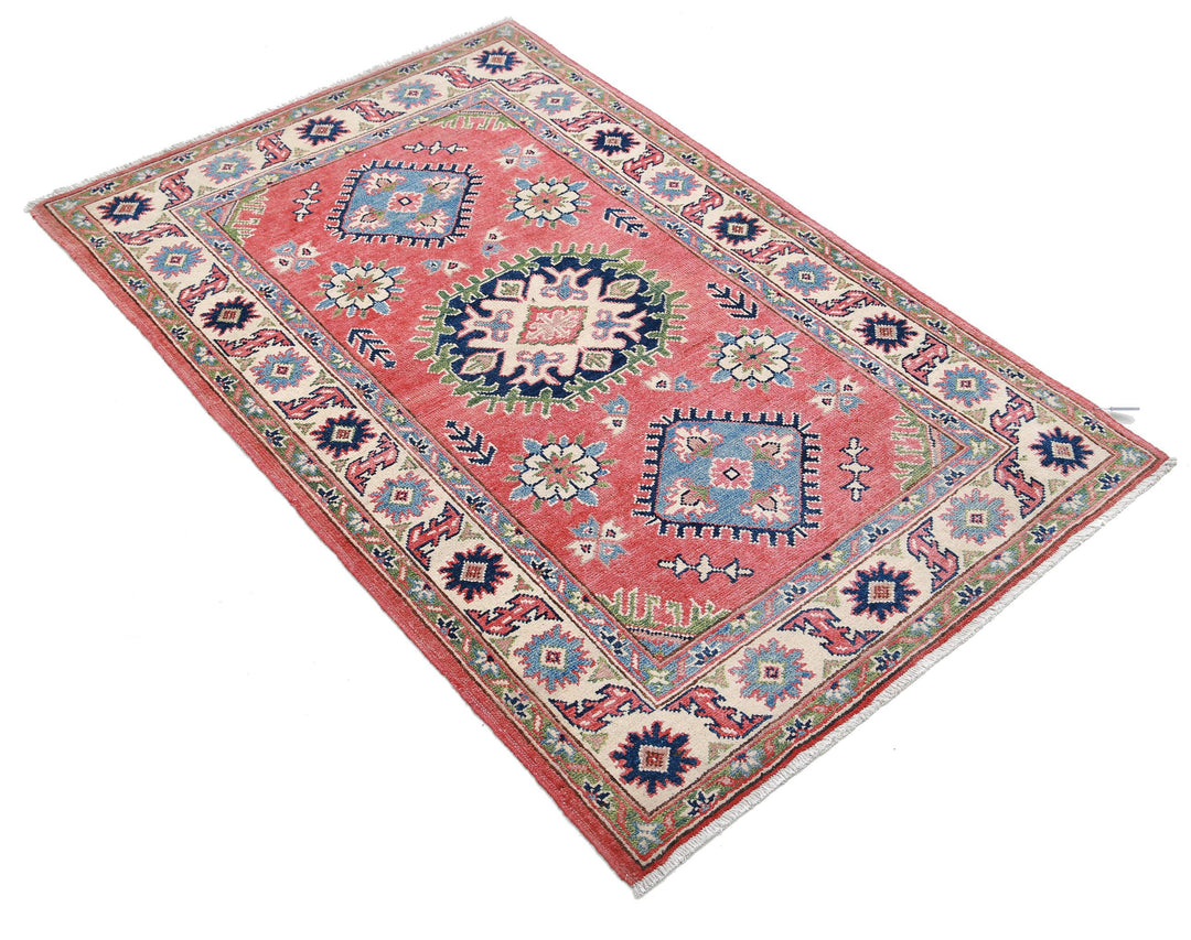 Hand Knotted Tribal Kazak Wool Rug 3' 1" x 4' 9" - No. AT69096