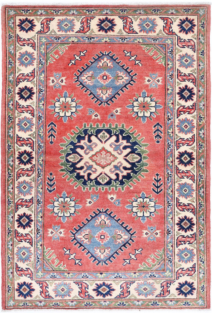 Hand Knotted Tribal Kazak Wool Rug 3' 1" x 4' 9" - No. AT69096
