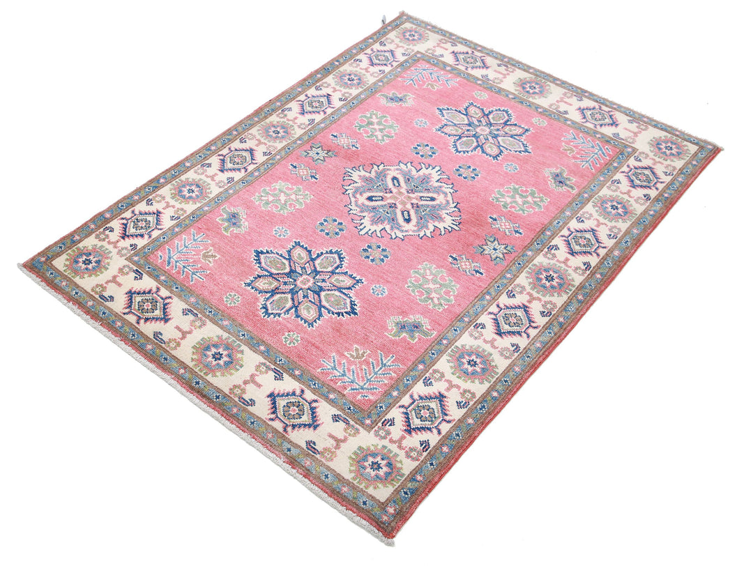 Hand Knotted Tribal Kazak Wool Rug 3' 4" x 4' 7" - No. AT32563