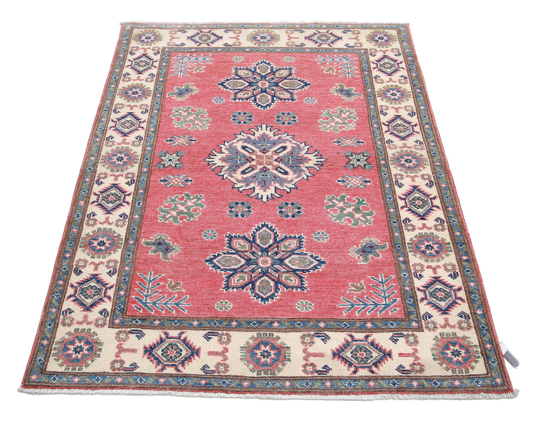 Hand Knotted Tribal Kazak Wool Rug 3' 4" x 4' 7" - No. AT32563